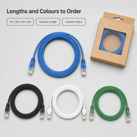 Kabel Patch Ethernet Cat6A UTP Ultra Tipis 28AWG Tembaga Telanjang Terpilin 10Gbps 500MHz RJ45 untuk Rak Server