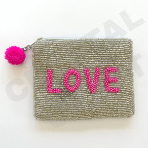 LOVE Porte-monnaie personnalisé en perles de rocaille Porte-monnaie magnifique avec accessoires à la mode - Product Image 1