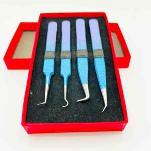 Pinzas Japonesas de Acero Inoxidable para Extensión de Pestañas, Dos Tonos, Puntas Plateadas Recubiertas, Agarre de Diamante, Puntas Suaves, 10 mm de Longitud - Product Image 5