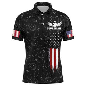 Polo de bowling pour homme personnalisé, séchage rapide, 100% polyester, imperméable, respirant, qualité supérieure, tricoté, imprimé sportif, sublimation - Product Image 3