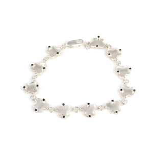 925 Sterling Silver Ayar Crystal Butterfly <b>Bracelet</b> with Black Round Stone Everyday Wear for Women - Product Image 5