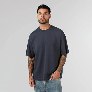 2025 Camiseta de algodón 100% de gran tamaño de peso pesado para hombres recortada personalizada con serigrafía 3D patrón sólido camisetas holgadas - Product Image 4