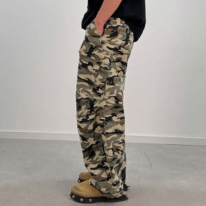 OEM Trending Streetwear Custom 100% Cotton Lightweight Nonwoven Canvas <b>Men's</b> Winter <b>Cargo</b> <b>Camo</b> Pants Mid Waist Straight Loose - Product Image 5