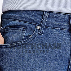 Factory Made Hot Sale Men's Straight Lightweight High <b>Button</b> Fly 100% Cotton Eco-Friendly Breathable Winter <b>Jeans</b> Pants - Product Image 5