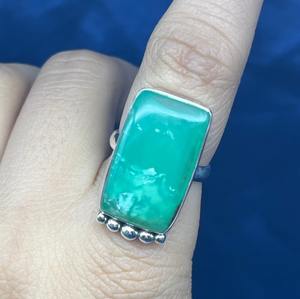 Anillo de mujer de Plata de Ley 925 con piedra preciosa de crisoprasa Natural, joyería hecha a mano con diamantes - Product Image 4