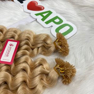 Extensiones de cabello humano Remy, pelo ondulado con punta de queratina, Microlink, Color rubio, sin enredos ni caída, superventas - Product Image 3