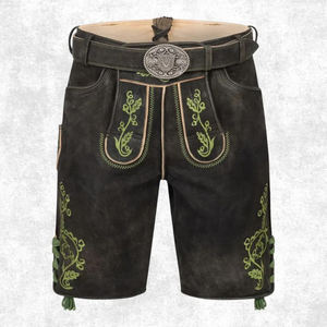 Pantalones Cortos Bávaros de Cuero de Primera Calidad, Estilo Alemán, Sólidos, Vintage, Bordados, Listos para Festivales, para Venta al por Mayor y al Detal - Product Image 1