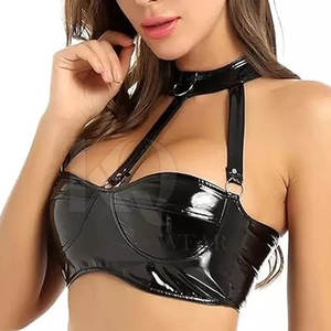 Soutien-gorge en cuir pour femme, grande taille, léger, respirant, maintien élevé, logo frontal, style urbain tendance - Product Image 2