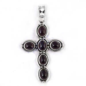 Collier en argent 925 avec pendentif en forme de croix, plaqué rhodium, grenat, perle d'eau douce, forme géométrique, tendance, bijoux en zircon pour femmes - Product Image 2