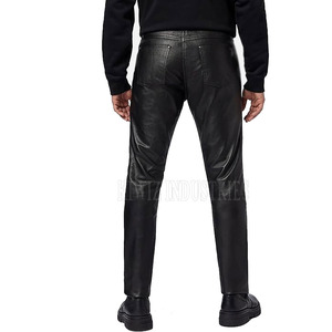 กางเกงหนังเอวสูงระบายอากาศสไตล์ลำลองของผู้ชายกางเกงแฟชั่นแบบตรง - Product Image 3