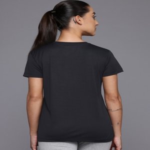 T-shirt en coton personnalisé pour femmes T-shirt vierge respirant T-shirt à col rond côtelé pour femmes T-shirt en tricot léger - Product Image 3