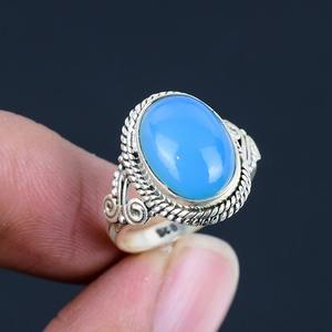 Tendencia 925 plata esterlina Calcedonia piedra preciosa anillo joyería hecha a mano plata estilo bohemio anillo joyería para mujeres regalo para niñas - Product Image 5