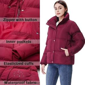 Veste Parka d'hiver bouffante de couleur marron unie de meilleure qualité pour l'extérieur vestes bouffantes unisexes à bulles en nylon décontractées - Product Image 5