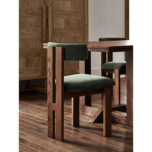 High End Natural Solid Wood <b>Indoor</b> Modern Dining Side <b>Chair</b> with Olive Waterproof <b>Cushion</b> Home Restaurant Dining Room Anada DC12 - Product Image 4