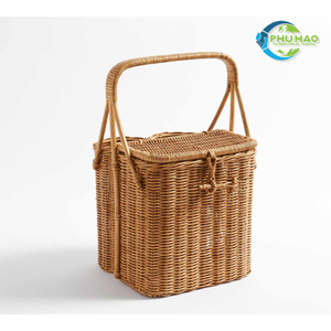 Vente en gros Panier pique-nique en osier avec couvercle du Vietnam Grand panier de récolte en osier léger pour voyager facilement - Product Image 5