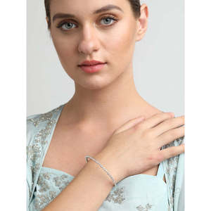 NOVAMART Fine Buy 925 <b>Silver</b> <b>Bangle</b> for Every Moment You!-Elegant White for Zirconia <b>Bracelets</b> <b>Bangles</b> Clara Certified - Product Image 4