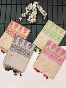 Sari de algodón Muga suave Premium High on Demand con tejido de trabajo fabricante de moda para mujer DE LA India - Product Image 2