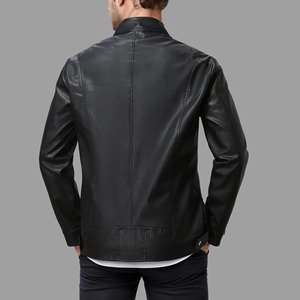 Chaqueta de PU con cuello de pie para hombre, interruptor de control con cremallera, abrigo de piel sintética - Product Image 5