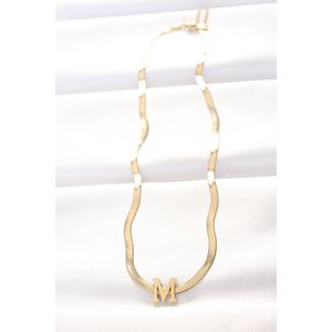 Collana a catena italiana in acciaio M lettera colore oro 316L-TJ-BKO8560