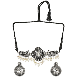 Zircon Oxidised <b>Black</b> <b>Stud</b> <b>Earrings</b> for Party Occasions - Product Image 2
