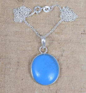 Calcedonia piedra preciosa colgante tendencia 925 plata esterlina marzo piedra natal joyería hecha a mano elegante colgante regalo para cumpleaños - Product Image 3