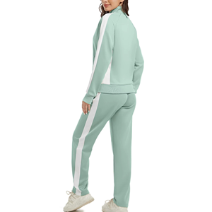 Ensemble de survêtement deux pièces pour femme, design personnalisé, veste zippée et pantalon avec bande latérale, vêtements de sport décontractés, tenue athlétique - Product Image 5