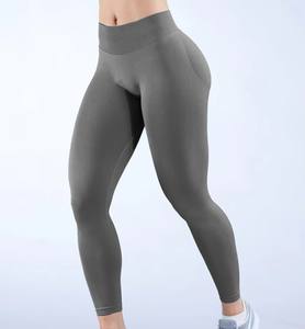 กางเกงเลกกิ้งเอวสูงสำหรับผู้หญิงกางเกงออกกำลังกายแบบไร้รอยต่อเสื้อผ้ากีฬาลายพื้น - Product Image 5