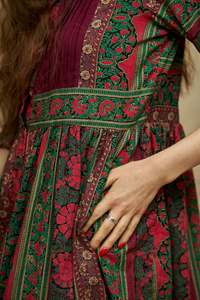 ใหม่ lilarani ชุดเดรสโบฮีเมียนผ้าฝ้ายแท้พิมพ์ลายดอกไม้งานทำมือแฟชั่นจริยธรรมสีชมพูและสีเขียวลำลอง - Product Image 4