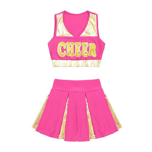Fournisseur d'usine, vente en gros d'uniformes de cheerleading, nouveau style, logo personnalisé, 100% polyester, ensemble de vêtements de cheerleading élastiques - Product Image 4