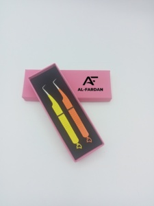 Pinces à cils professionnelles à pointe pointue à 90 degrés avec motif cœur, en acier inoxydable massif, pour extensions de cils, avec boîtes de rangement - Product Image 2