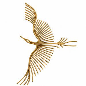 Sculpture murale en aluminium d'oiseau doré, art métallique contemporain, décoration intérieure pour la maison ou le bureau, accent suspendu artisanal - Product Image 1