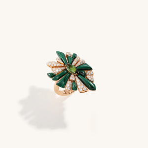 Luxury 925 Silver Rhodium Plated Green Gemstone Floral <b>Statement</b> <b>Ring</b> for Women Wedding Jewelry - Product Image 2