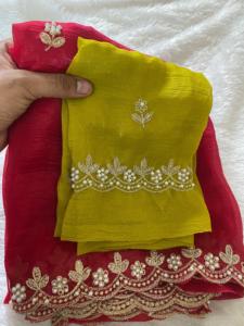 Dernier sari indien de créateur accrocheur, sari indien traditionnel, vêtement exclusif pour les fêtes et les festivals, vêtement de mariée, sari au look riche - Product Image 3