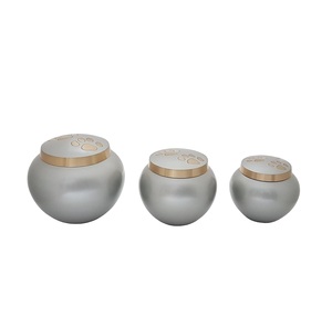 Brass Cremation <b>Pet</b> <b>Urn</b> With Black Finished Paw Print Design Set of 3 Cremation Brass Ashes <b>Urn</b> - Product Image 2