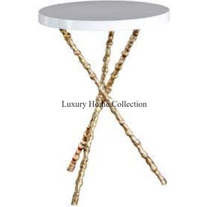 Mesa lateral y auxiliar de metal de forma redonda, diseño lujoso, aspecto real, diseñador chapado brillante, aspecto elegante, suministro de muebles para sala de estar - Product Image 2