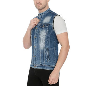 Chaleco vaquero para hombre al mejor precio, chaleco vaquero teñido liso, chaleco vaquero cómodo de alta calidad a la venta - Product Image 3