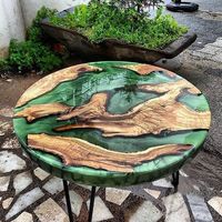 Table de salle à manger/cafetière de luxe moderne en bois d'acacia et résine, faite à la main, imperméable, personnalisable, pour salon, retraite, mariage, condoléances