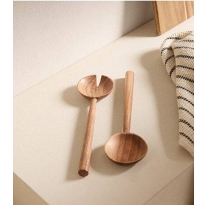 Elegant Mango Wood Salad Server <b>Set</b> Enamel Creative Design <b>Flatware</b> for Weddings Home Restaurant Sustainable Tableware - Product Image 3