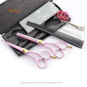 Kit de tijeras de peluquero con revestimiento rosa de la mejor calidad, 2 uds., corte de pelo con mango de acero, tijeras de salón de adelgazamiento, afiladas para peluquería de belleza - Product Image 6
