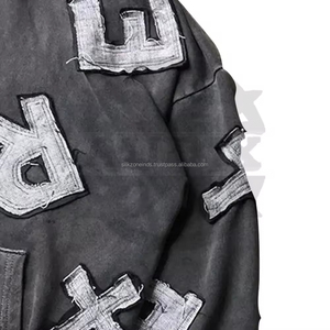 Sweat-shirt personnalisé en molleton lourd délavé à l'acide, en coton, imprimé en relief, respirant, avec logo brodé - Product Image 6