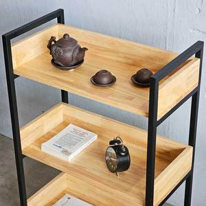 Handcrafted Rubberwood 3-Tier <b>Bookshelf</b> for Living Room KS68075 Easy Assembly - Product Image 5