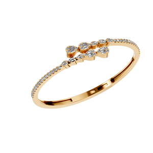 14K Solid Rose Gold Open <b>Bangle</b> <b>Bracelet</b> Lab Grown Diamond 1.39 Carat 82 Stones Luxury <b>Fine</b> Jewelry Featuring Pear Cluster - Product Image 4