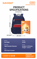 Sac à dos scolaire ergonomique SUN EIGHT Premium, protection de la colonne vertébrale, imperméable, motif color block, unisexe, pour les enfants de 5 à 7 ans, 22382
