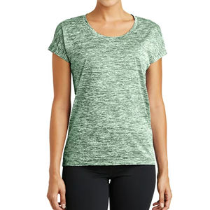 Camisetas de poliéster 100% de alta calidad para mujer con logotipo personalizado cuello de manga corta transpirable ecológico hecho en Bangladesh - Product Image 3