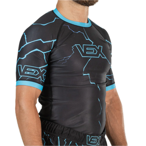 Camiseta de Manga Corta Azul Shock Rash Guard, Nueva Colección 2025, la Mejor Calidad, Lisa, para MMA, para Hombre - Product Image 3