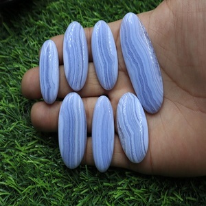 Agate bleue ovale polie de qualité supérieure AAA+, une pierre précieuse intemporelle pour les amateurs de bijoux - Product Image 3