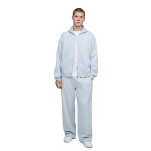 OEM nuevo diseño de los hombres transpirable de talla grande patrón sólido conjuntos de dos piezas Activewear venta al por mayor con capucha chándales con cordón calle - Product Image 1