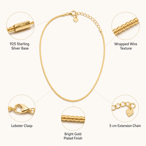 Collar <span class=keywords><strong>de</strong></span> Cadena <span class=keywords><strong>de</strong></span> Alambre Enrollado Chapado en <span class=keywords><strong>Oro</strong></span> <span class=keywords><strong>de</strong></span> Plata <span class=keywords><strong>de</strong></span> Ley 925 <span class=keywords><strong>de</strong></span> 45 cm con Cadena <span class=keywords><strong>de</strong></span> Extensión <span class=keywords><strong>de</strong></span> 5 cm y Cierre <span class=keywords><strong>de</strong></span> Mosquetón - Product Image 5
