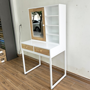 Modern BTD68056 Dressing Table with Storage Compartment and Opening <b>Mirror</b> <b>Panel</b> Wood Style - Product Image 5