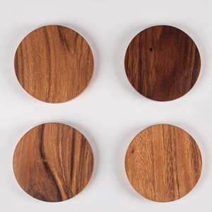 Sous-verres en bois d'acacia écologiques simples et élégants, épaisseur 5 mm, brun foncé - Product Image 3